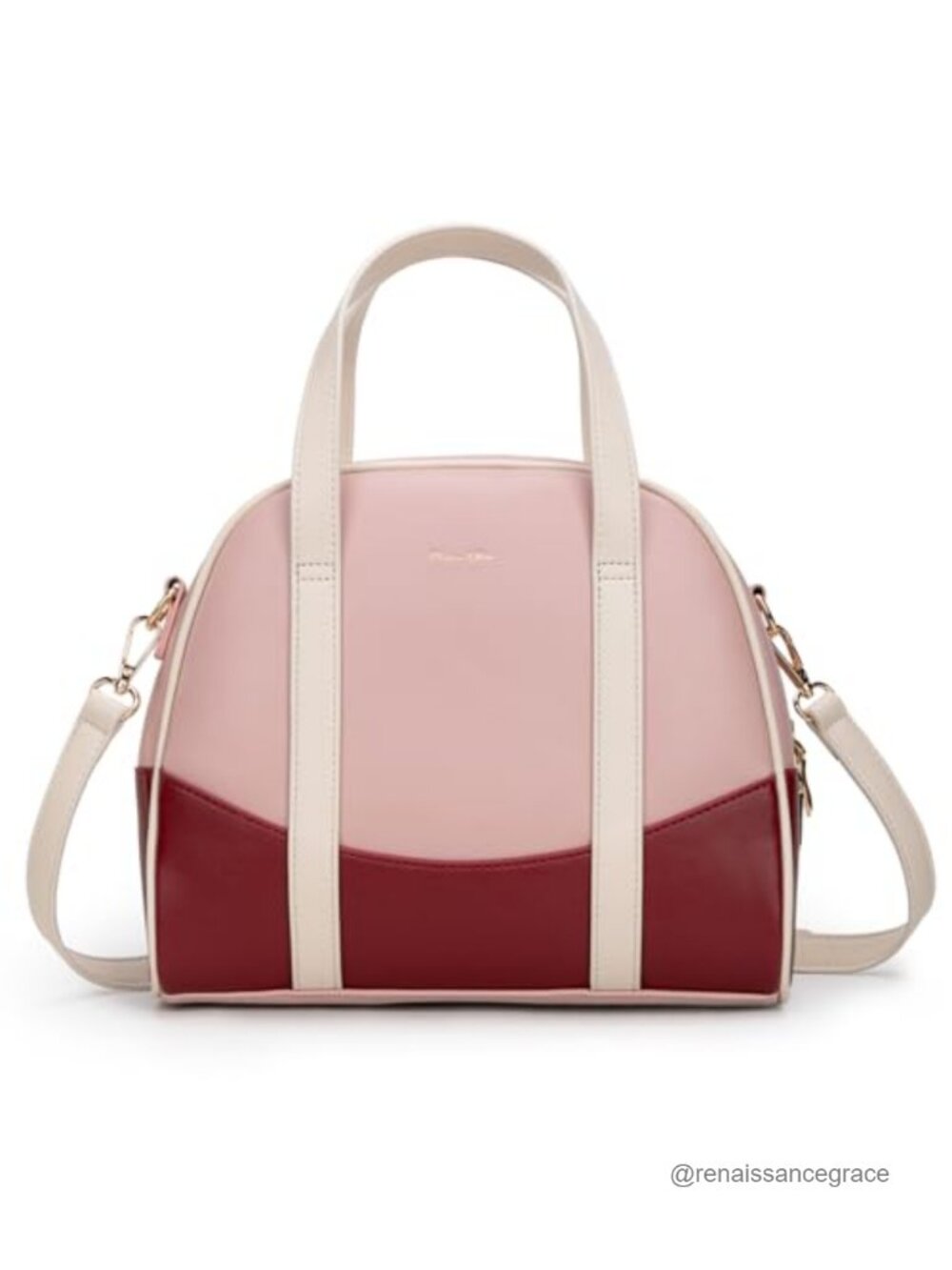 Medium Dome Satchel Crossbody Bag Soft Vegan Leather Handbag Detachable Strap